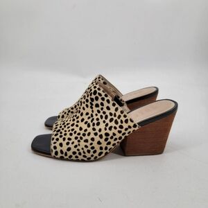 ABLE Rojas Cow Hair Cheetah Square Toe Mules Sandals